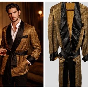 1930s–40s SIMPSONS-SEARS | SILK PAISLEY SMOKING JACKET | L 42–44 | OLD HOLLYWOOD